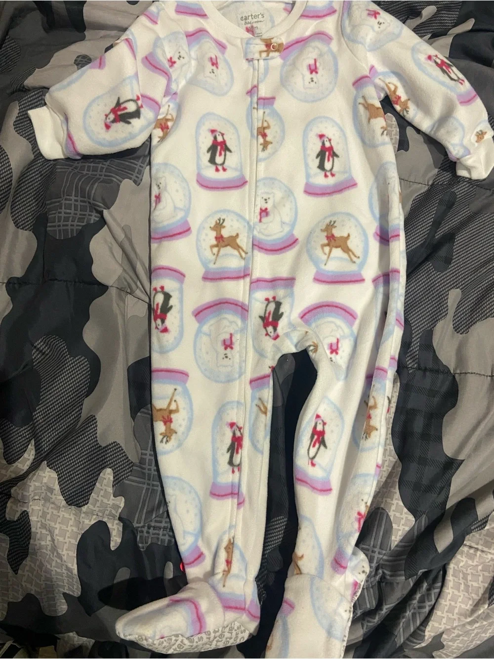 Carter's Lavender and White Holiday Snow Globe Fleece Footies (2-Pack)